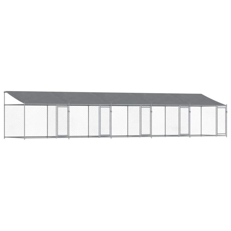 foto del prodotto vidaxl gabbia cani con tetto e porte grigia 10x2x2 m acciaio zincato