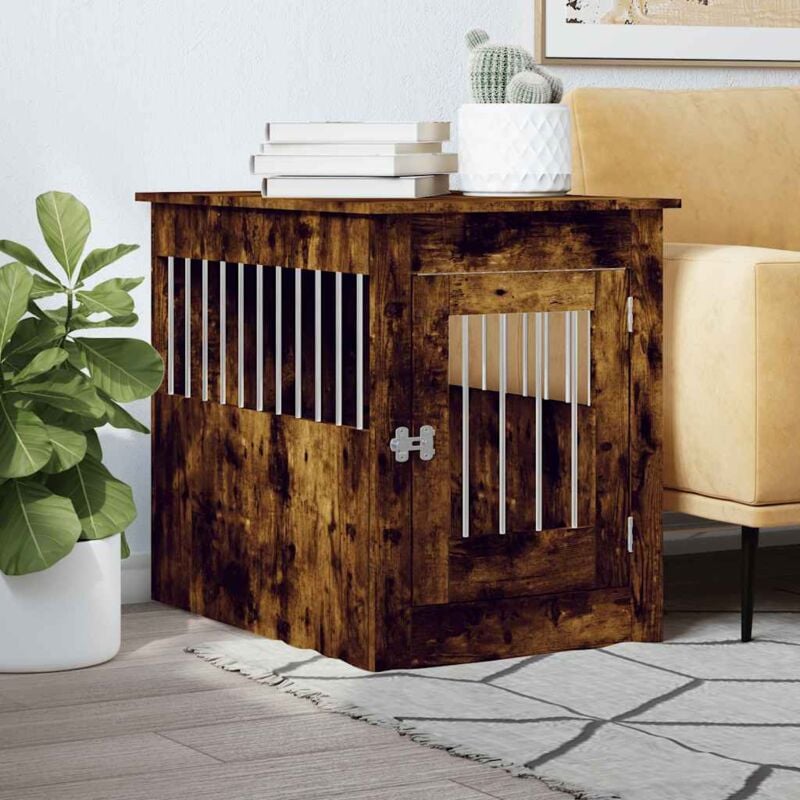 foto del prodotto vidaxl gabbia cani da arredamento rovere fumo 55x80x68cm multistrato