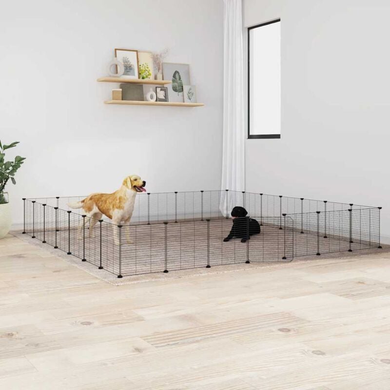foto del prodotto vidaxl - gabbia per animali 28 pannelli con porta nero 35x35 cm acciaio