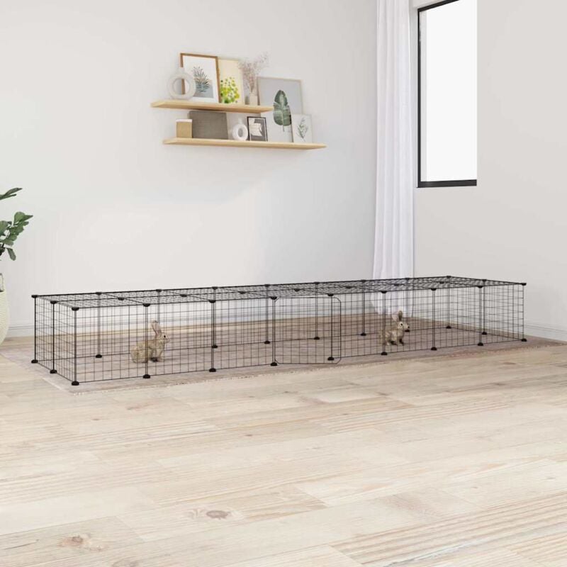 foto del prodotto vidaxl gabbia per animali 36 pannelli con porta nera 35x35 cm acciaio