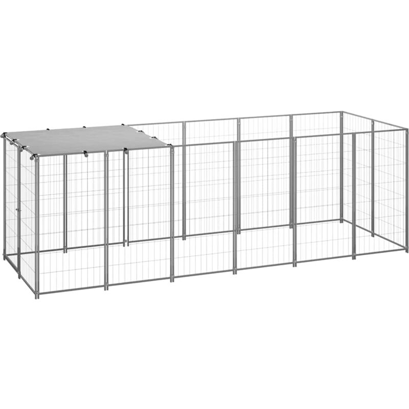 foto del prodotto vidaxl gabbia per cani argento 330x110x110 cm in acciaio 362342