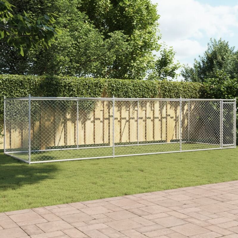 foto del prodotto vidaxl gabbia per cani con porta grigia 6x2x1,5 m in acciaio zincato