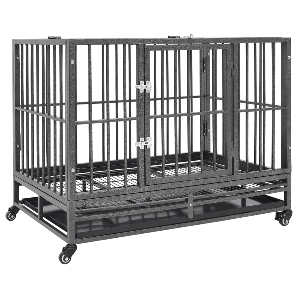 foto del prodotto vidaxl gabbia per cani con ruote in acciaio 102x72x85 cm 762882