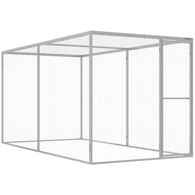 foto del prodotto vidaxl gabbia per gatti in acciaio zincato con porta argento varie dimensioni dimensioni 3x1.5x1.5 m
