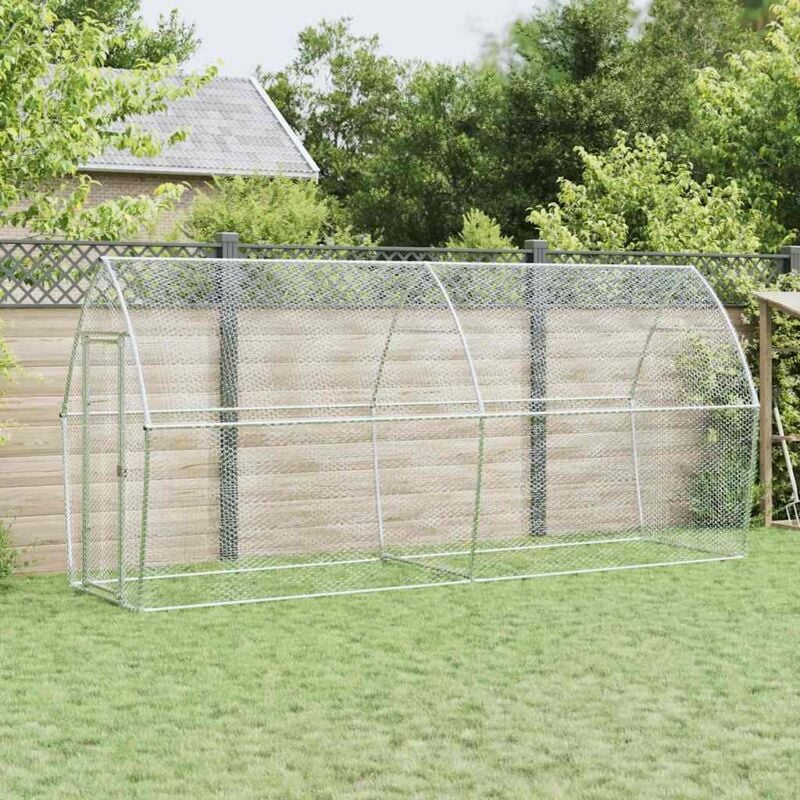 foto del prodotto vidaxl gabbia per polli argento 400x105x182 cm in acciaio zincato