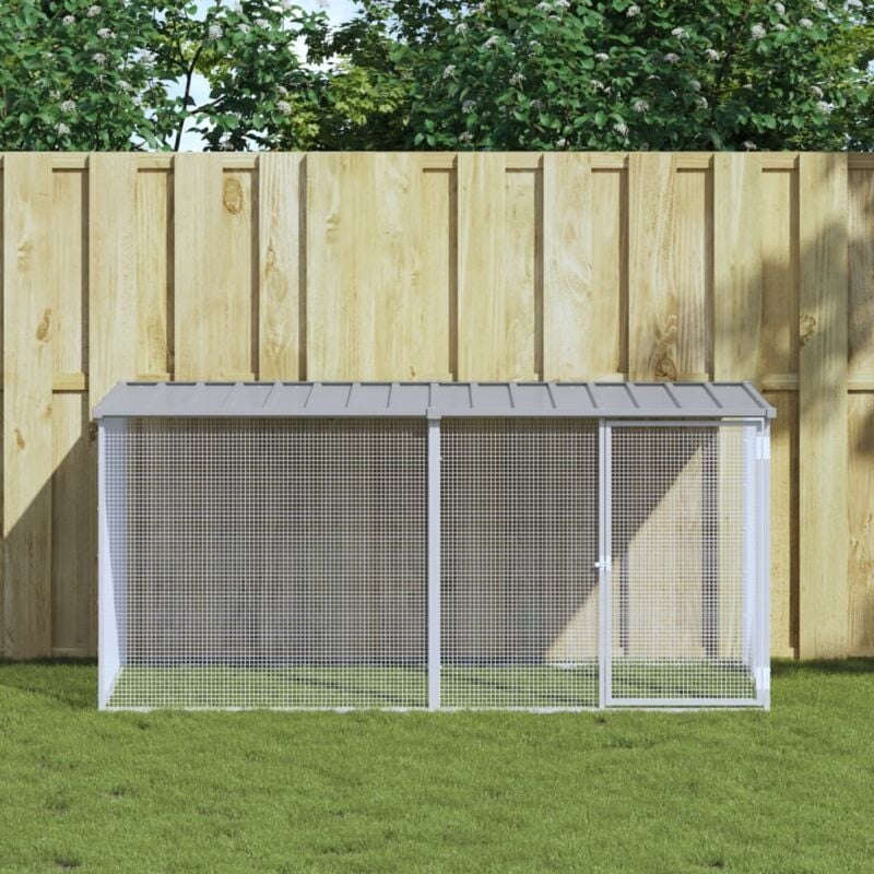 foto del prodotto vidaxl gabbia per polli con tetto grigio chiaro 203x98x90 cm in acciaio zincato