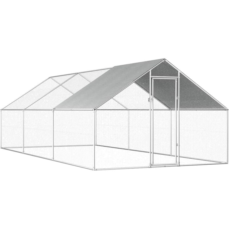 foto del prodotto vidaxl gabbia per polli da esterno in acciaio zincato con serratura varie dimensioni dimensioni 2.75x6x1.92 m