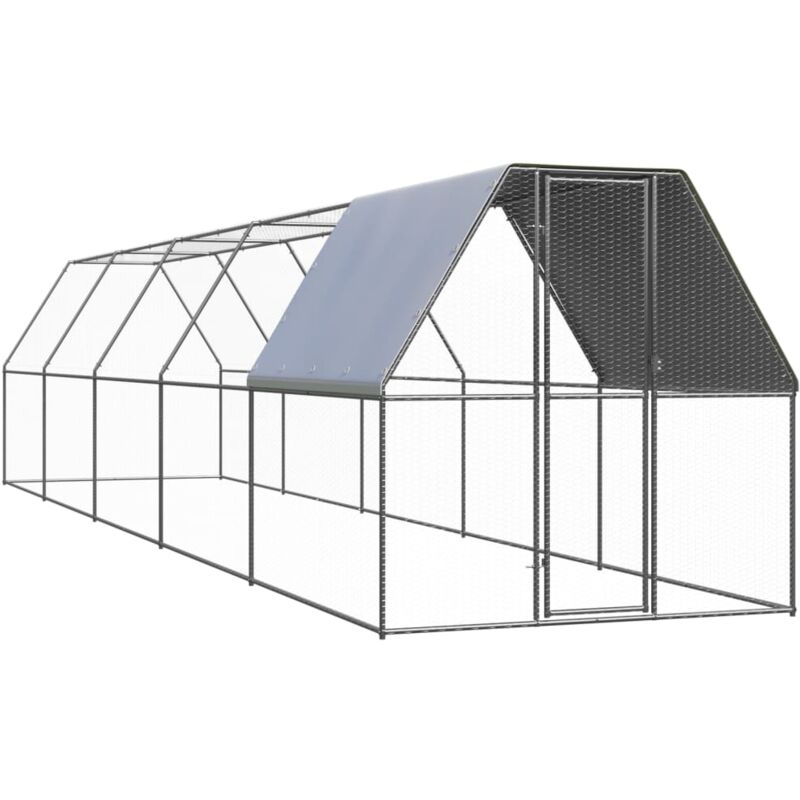 foto del prodotto vidaxl gabbia per polli pollaio esterno in acciaio zincato varie dimensioni dimensioni 2 x 10 x 2 m