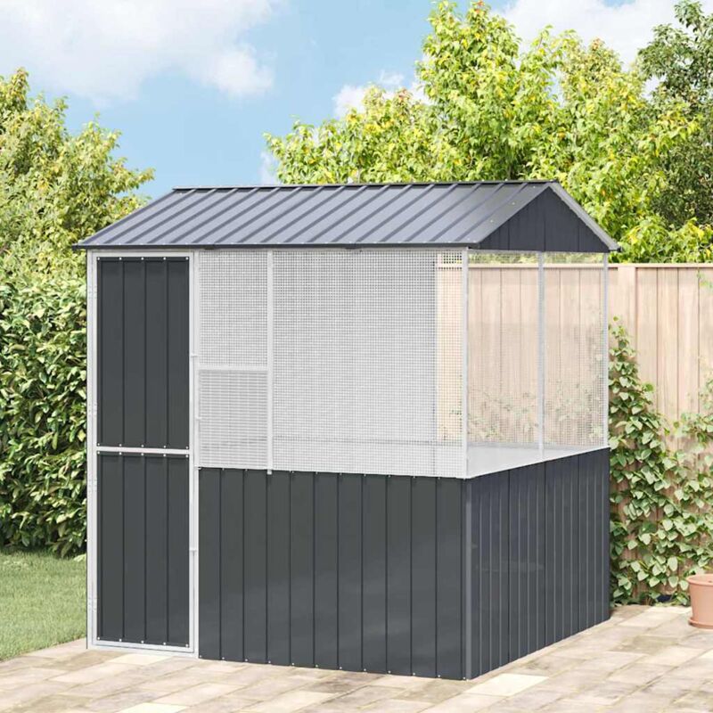 foto del prodotto vidaxl gabbia per uccelli antracite 215 x 78 x 200 cm in acciaio zincato