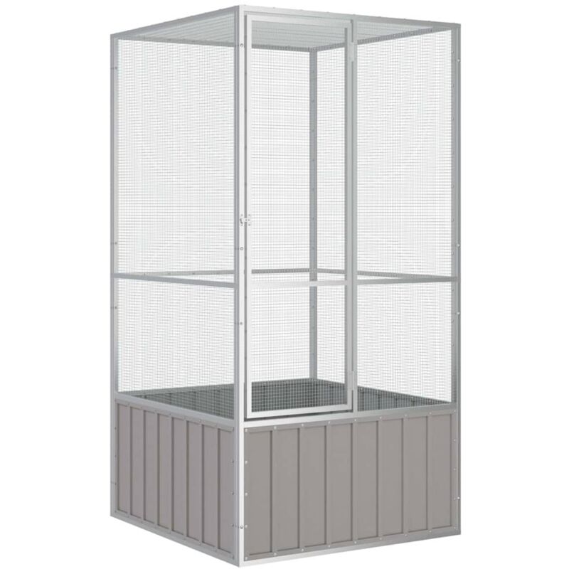 foto del prodotto vidaxl gabbia per uccelli grigia 111x107x211,5 cm acciaio zincato
