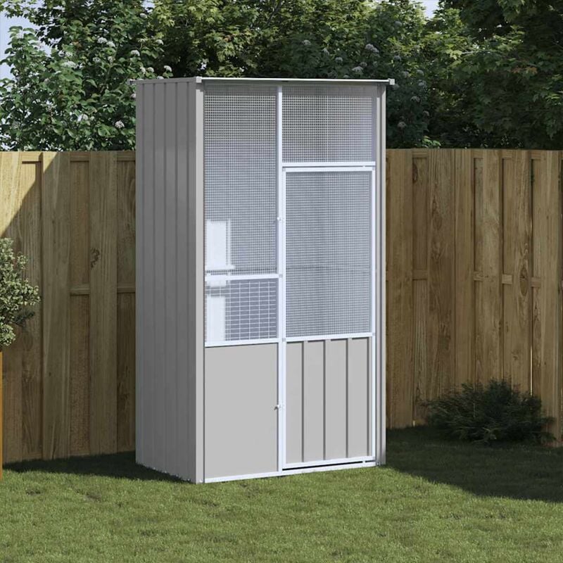 foto del prodotto vidaxl gabbia per uccelli grigia 115x78x200 cm in acciaio zincato