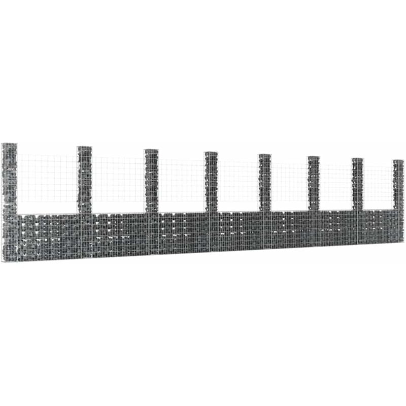 foto del prodotto vidaxl gabbione a u con 8 pali in ferro 860x20x200 cm