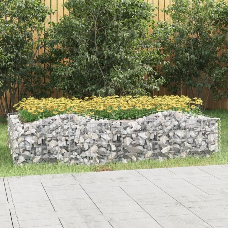 foto del prodotto vidaxl gabbione ad arco con letto rialzato 200x100x50 cm ferro zincato