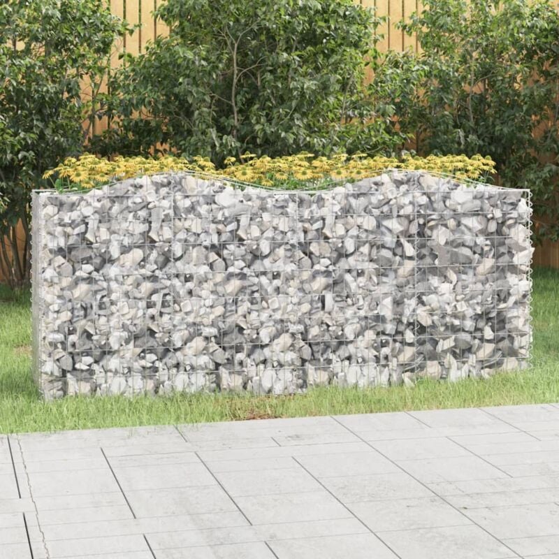 foto del prodotto vidaxl gabbione ad arco con letto rialzato 200x50x100 cm ferro zincato
