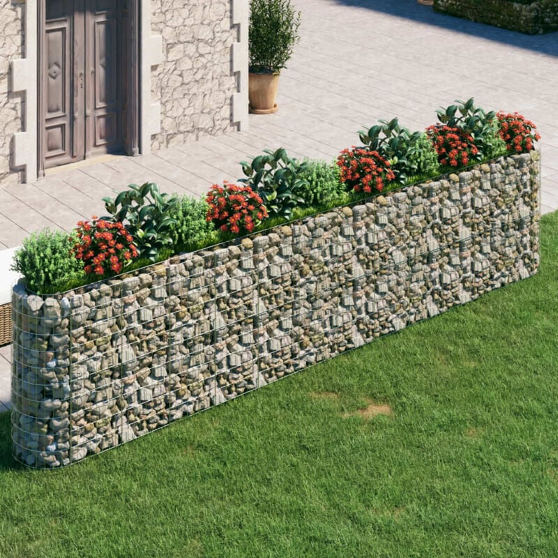 foto del prodotto vidaxl gabbione con letto rialzato in acciaio zincato 470x50x100 cm