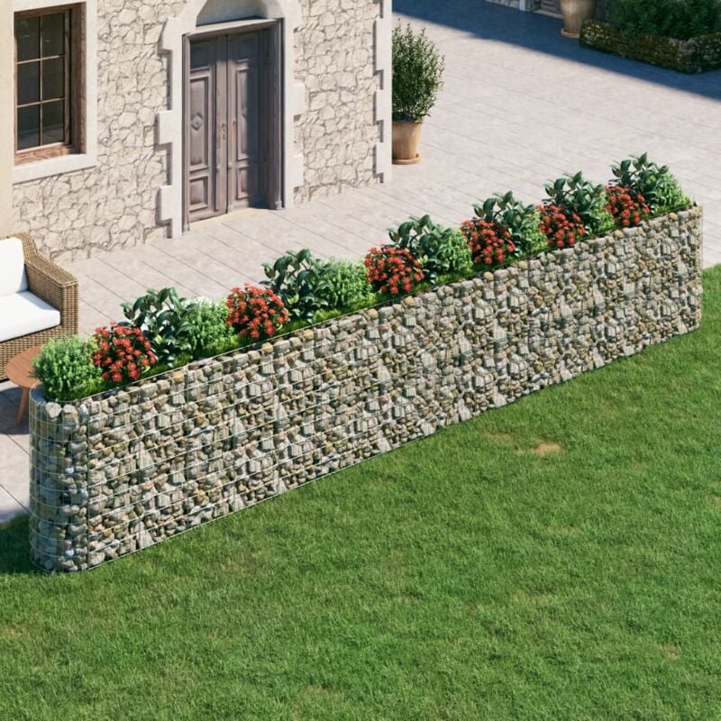 foto del prodotto vidaxl gabbione con letto rialzato in acciaio zincato 610x50x100 cm