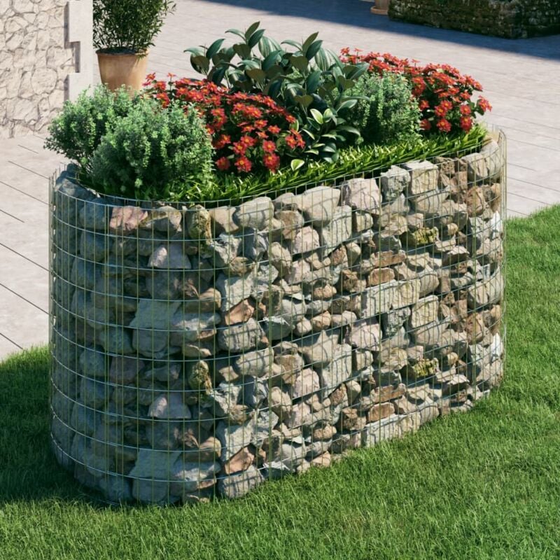 foto del prodotto vidaxl gabbione con letto rialzato in ferro zincato 200x100x100 cm