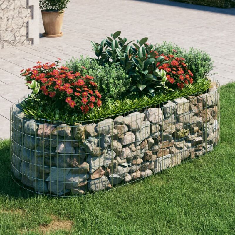 foto del prodotto vidaxl gabbione con letto rialzato in ferro zincato 200x100x50 cm
