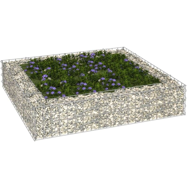 foto del prodotto vidaxl gabbione letto rialzato in acciaio zincato 100x100x20 cm
