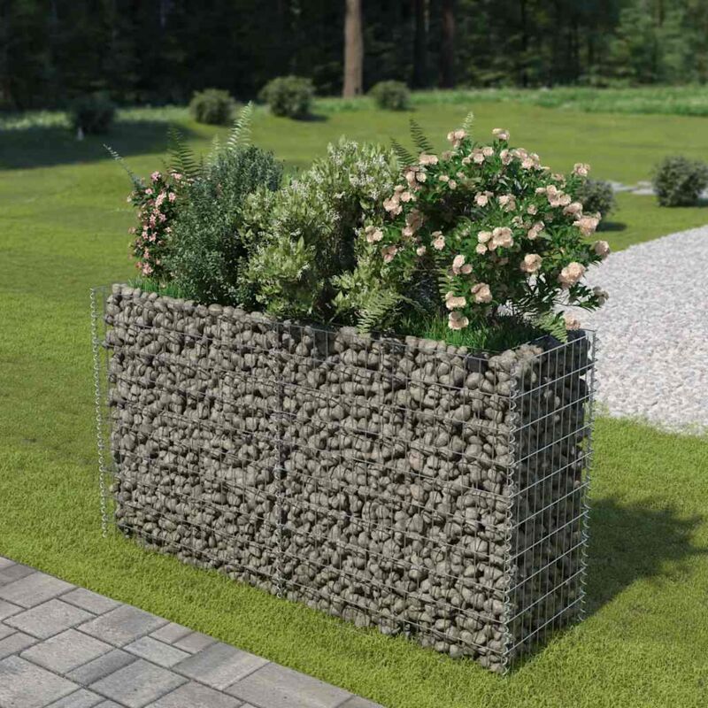 foto del prodotto vidaxl gabbione letto rialzato in acciaio zincato 180x50x100 cm