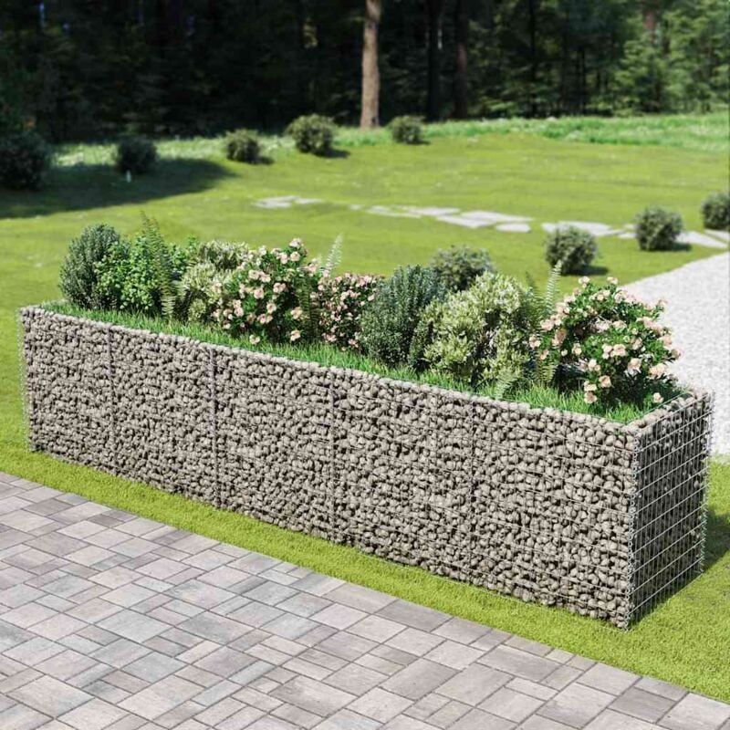 foto del prodotto vidaxl gabbione letto rialzato in acciaio zincato 450x90x100 cm
