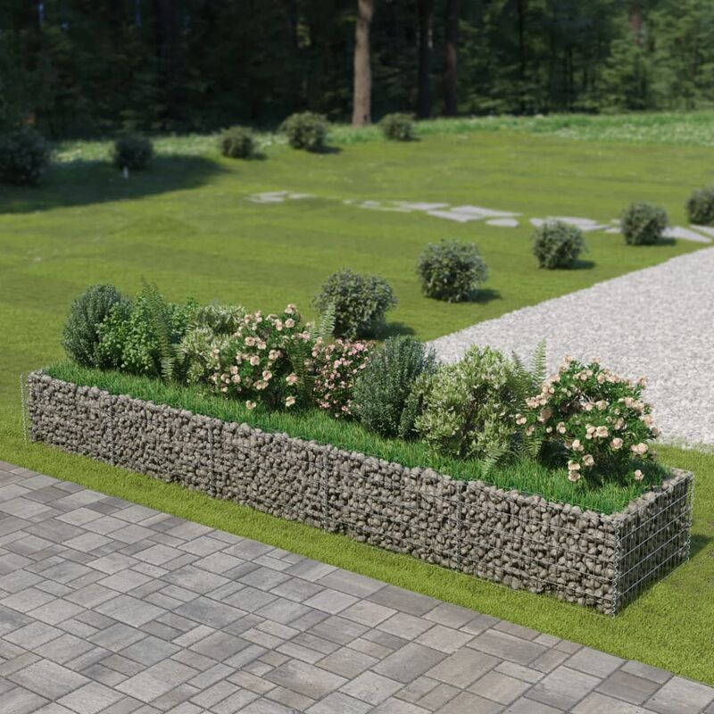 foto del prodotto vidaxl gabbione letto rialzato in acciaio zincato 450x90x50 cm