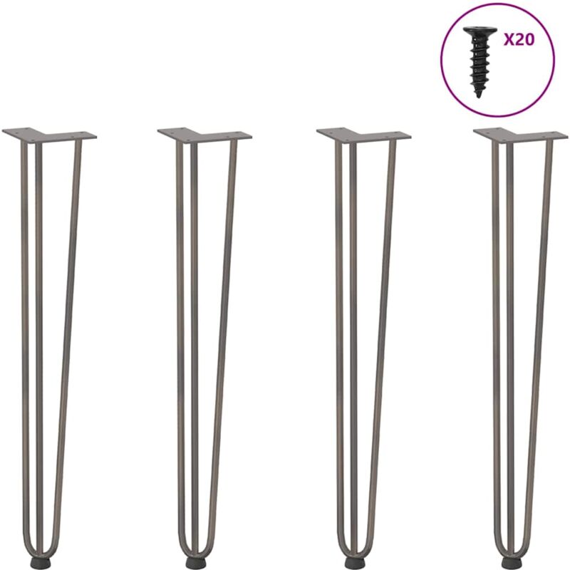 foto del prodotto vidaxl gambe a forcina per tavoli consolle 4 pz in acciaio naturale 72 cm in acciaio massiccio
