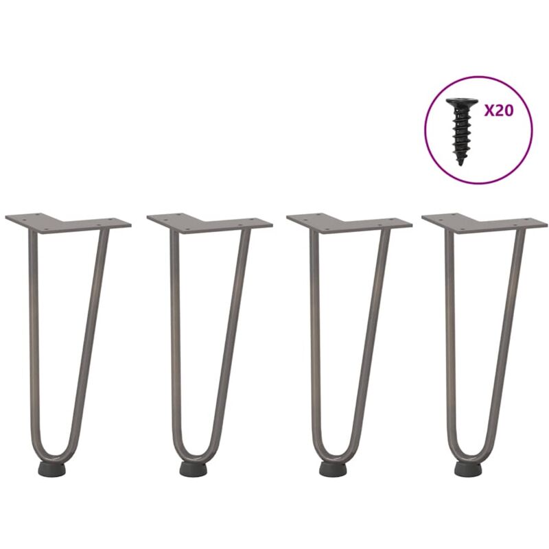 foto del prodotto vidaxl gambe a forcina per tavolino 4 pz in acciaio naturale 30 cm in acciaio massiccio