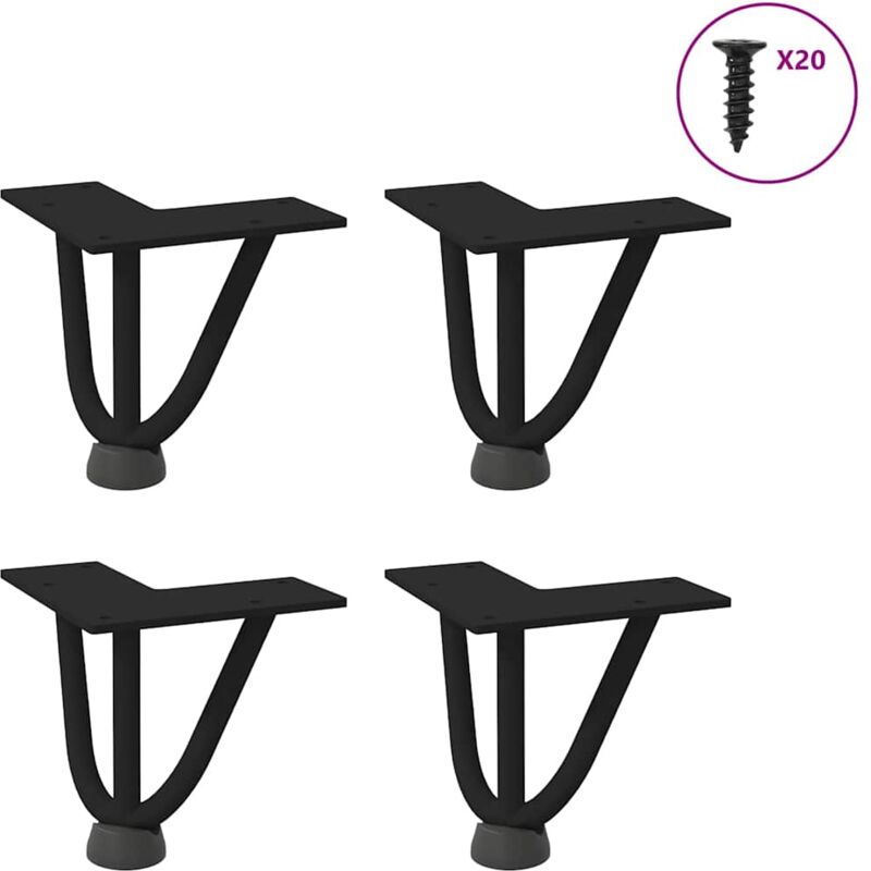 foto del prodotto vidaxl gambe a forcina per tavolino da caffè 4 pz nere 10 cm in acciaio massiccio