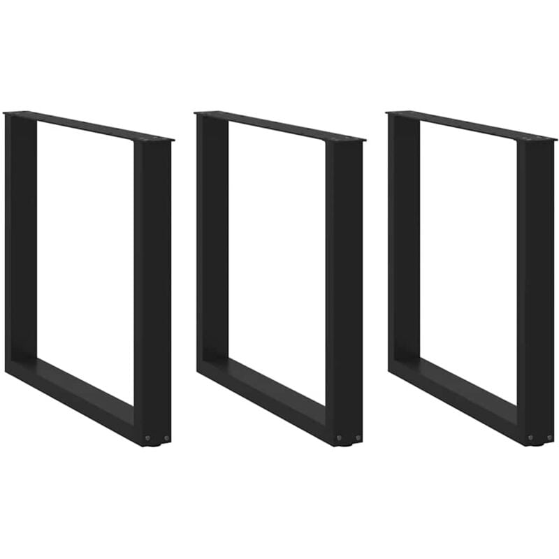 foto del prodotto vidaxl gambe per tavolo da pranzo a forma di u 3 pz nere 80x 72 73 cm in acciaio
