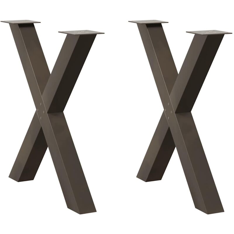foto del prodotto vidaxl gambe per tavolo da pranzo a forma di x 2 pz in acciaio naturale 70x 72 73 cm
