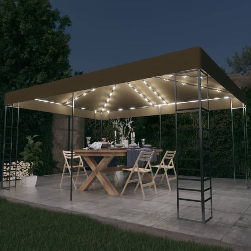 foto del prodotto vidaxl gazebo con luci led a stringa 3x4 m grigio talpa