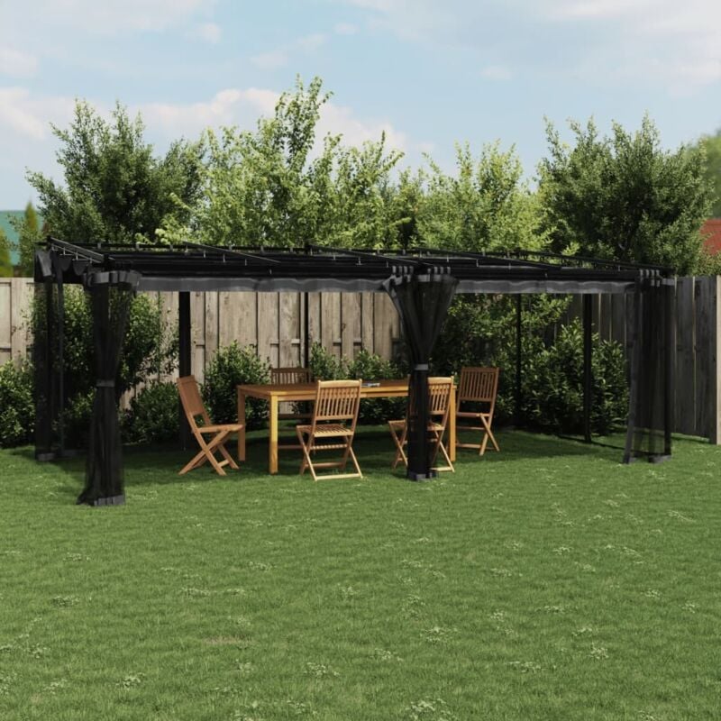 foto del prodotto vidaxl gazebo con pareti in rete antracite 6x3 m in acciaio