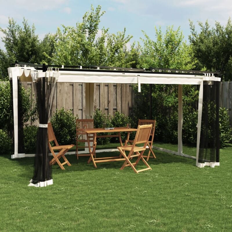 foto del prodotto vidaxl gazebo con pareti in rete crema 4x3 m in acciaio
