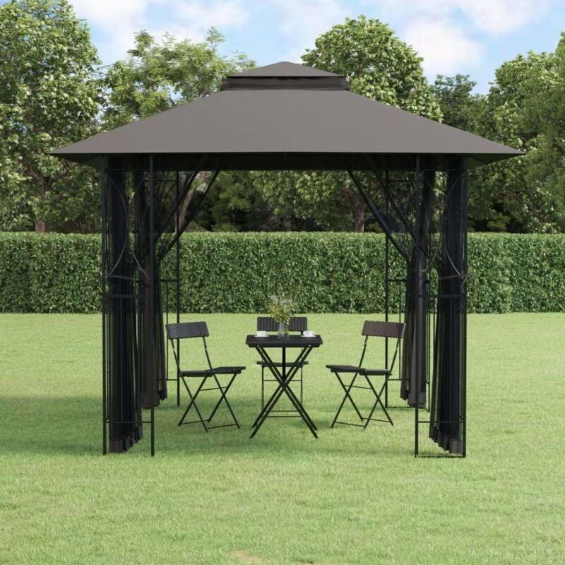 foto del prodotto vidaxl gazebo con pareti laterali antracite 300x300x270 cm acciaio