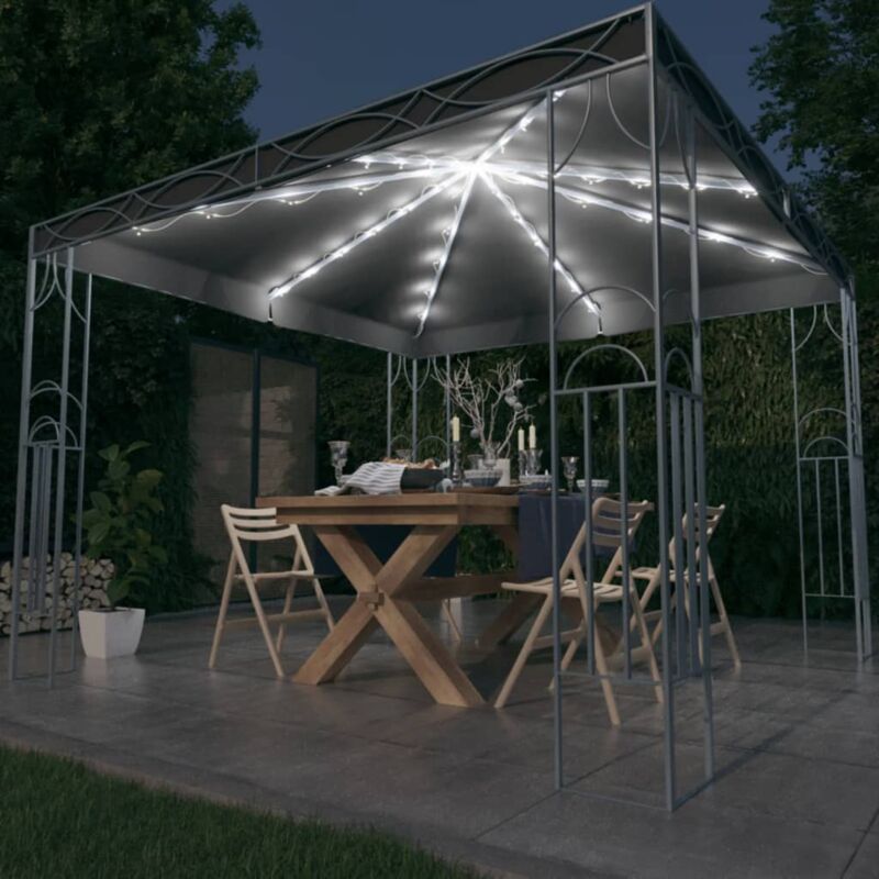 foto del prodotto vidaxl gazebo con stringa di luci led 300x300 cm antracite