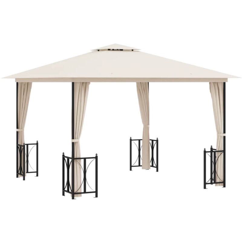 foto del prodotto vidaxl gazebo con teli laterali e doppio tetto 3x3 m crema