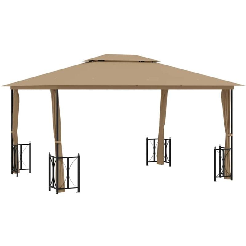 foto del prodotto vidaxl gazebo con teli laterali e doppio tetto 3x4 m tortora