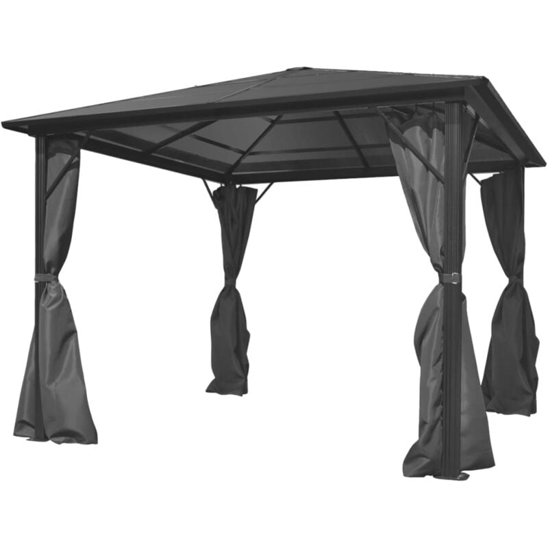 foto del prodotto vidaxl gazebo con tenda antracite in alluminio 300x300 cm