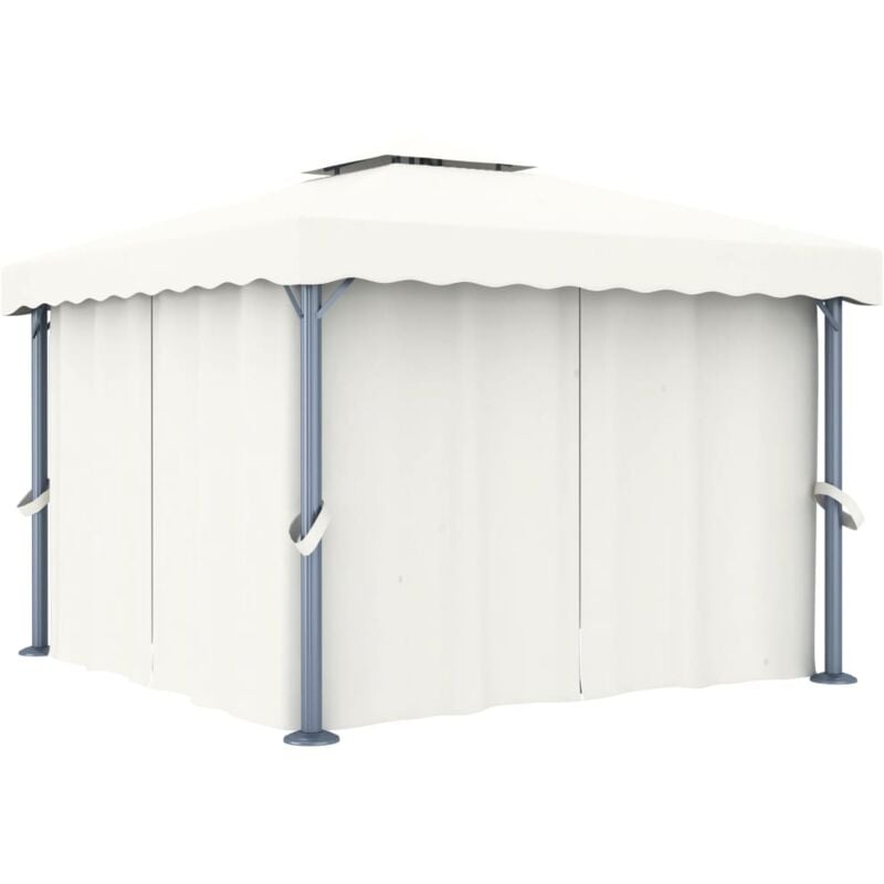 foto del prodotto vidaxl gazebo con tende 3x3 cm bianco crema alluminio