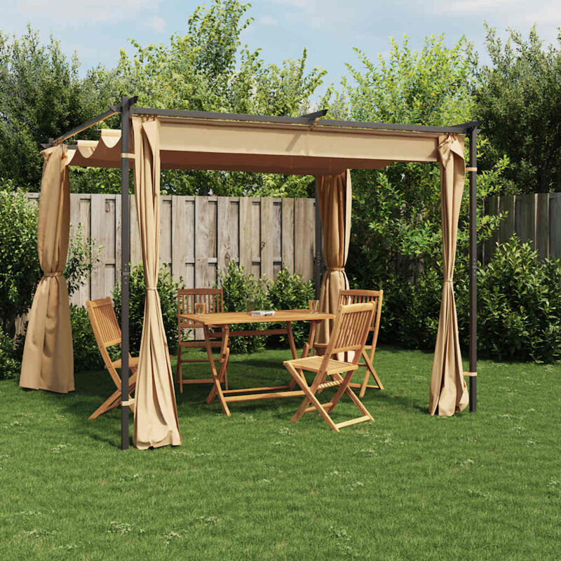 foto del prodotto vidaxl gazebo con tende 3x3 cm grigio talpa in acciaio