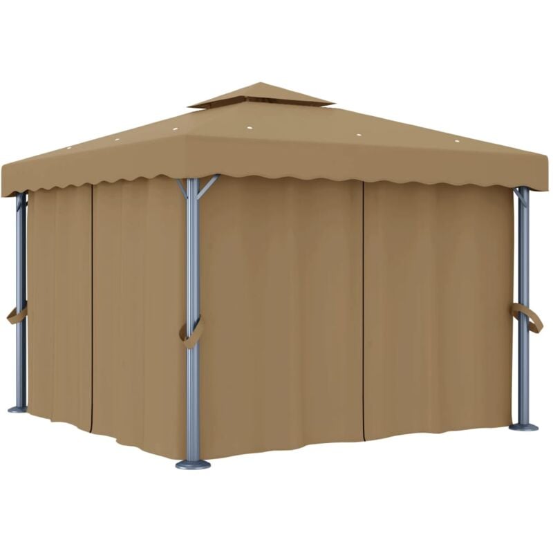 foto del prodotto vidaxl gazebo con tende 3x3 cm grigio talpa in alluminio