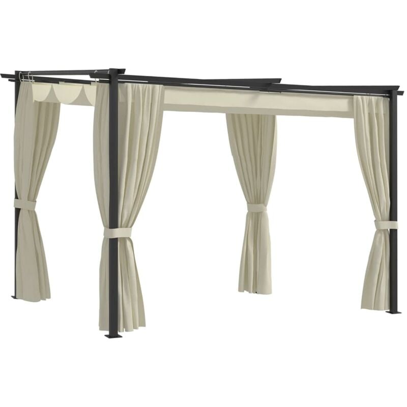 foto del prodotto vidaxl gazebo con tende 3x3 m crema in acciaio