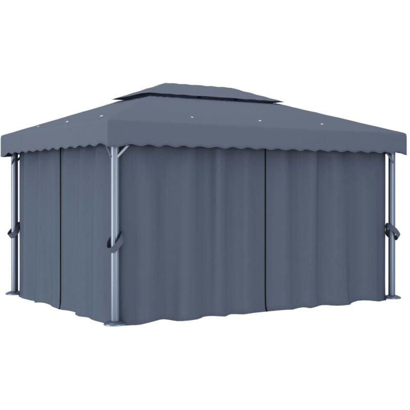 foto del prodotto vidaxl gazebo con tende 4x3 cm antracite alluminio