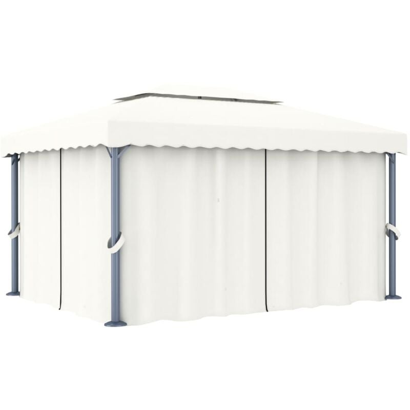 foto del prodotto vidaxl gazebo con tende 4x3 cm bianco crema alluminio