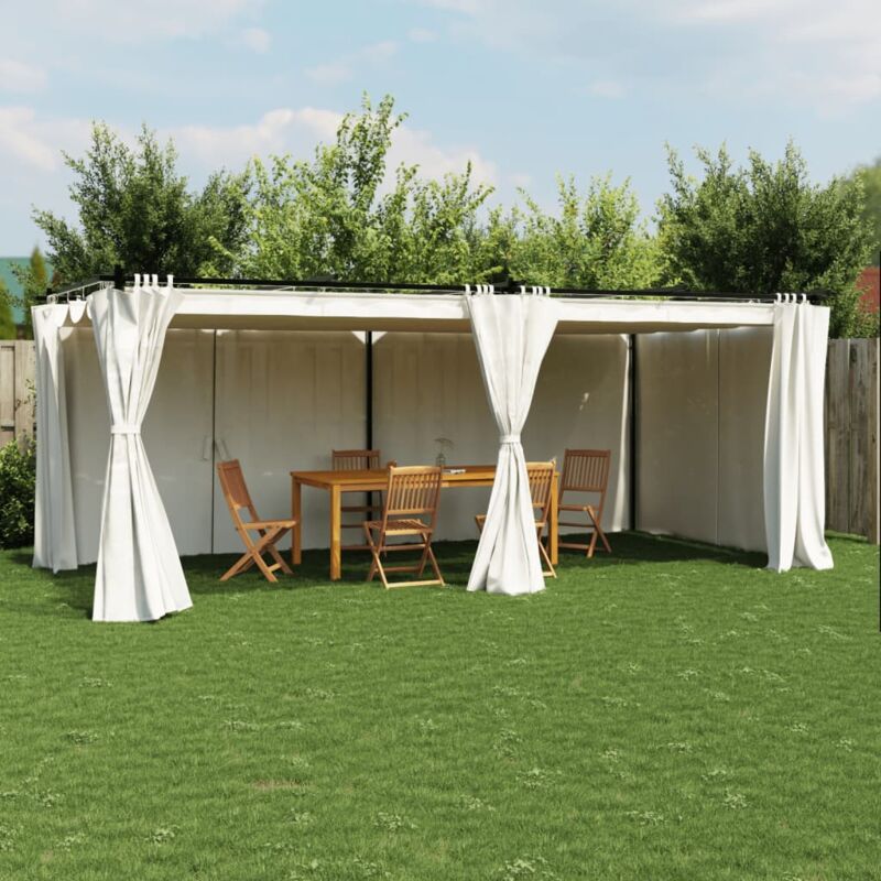 foto del prodotto vidaxl gazebo con tende crema 6x3 m in acciaio