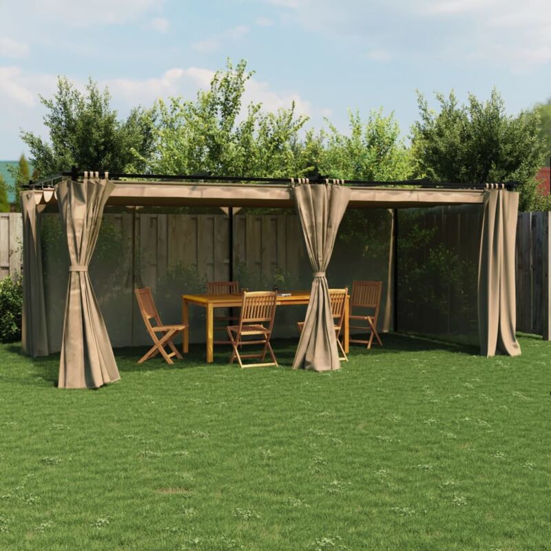 foto del prodotto vidaxl gazebo con tende tortora 6x3 m in acciaio