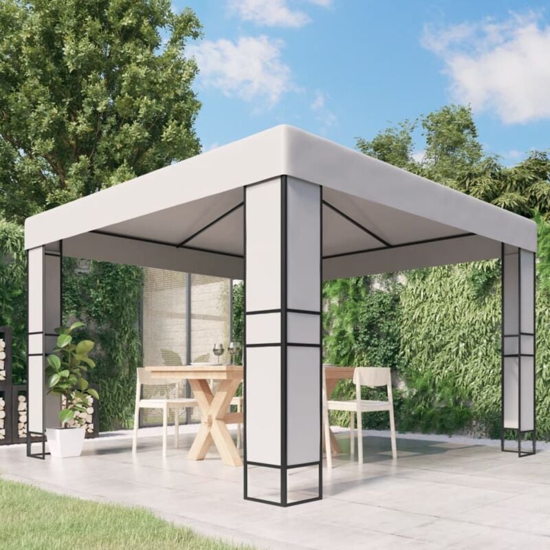 foto del prodotto vidaxl gazebo con tetto doppio 3 x 3 m bianco 994991