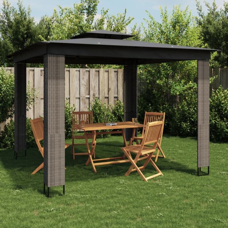 foto del prodotto vidaxl gazebo con tetto doppio antracite 2,94x2,94 m in acciaio