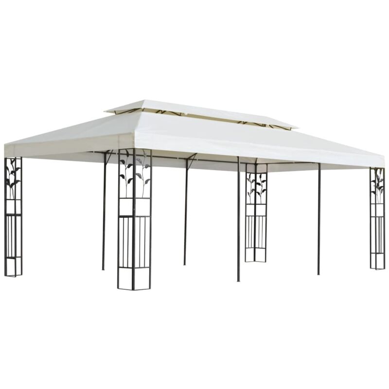 foto del prodotto vidaxl gazebo con tetto doppio bianco 6x3 m in acciaio